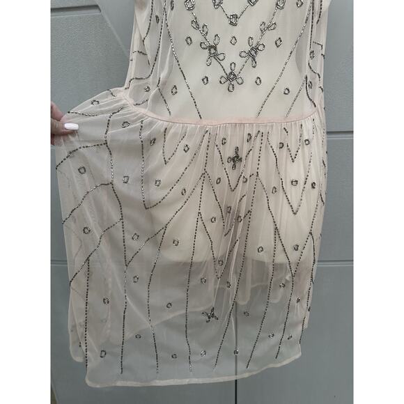 Forever 21 Y2K Beaded Mesh Dress Sz M Sheer Party Art Deco Fairy Grunge /no slip - Picture 5 of 11